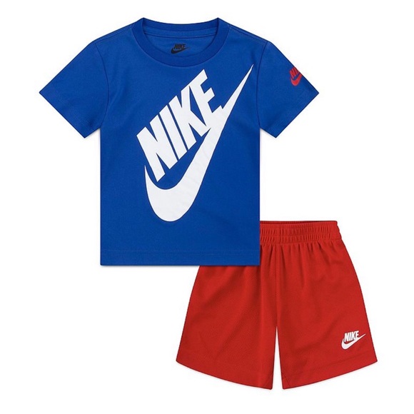Toddler Boy 4T Nike Dri-Fit Shirt & Short 2 Piece Set Red Blue White Swoosh -NEW - Picture 5 of 5